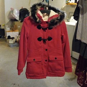 Girls Size 14 Pink Coat With Fur Hood By Canyon River Blues, BRAND NEW